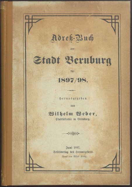 Adressbuch Bernburg 1897 - 1898
