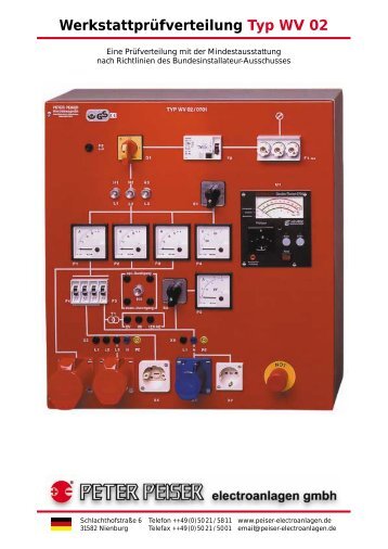 Werkstattprüfverteilung Typ WV 02 - Peiser electroanlagen gmbh