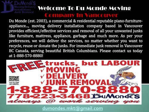 Office Moving Vancouver |Du Monde Moving