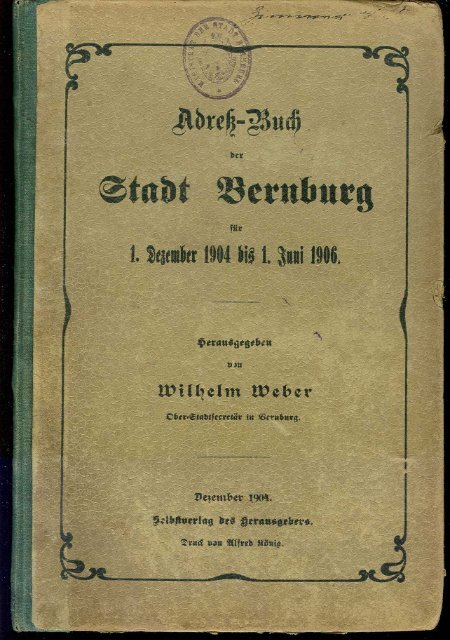 Adressbuch Bernburg 1904 - 1906