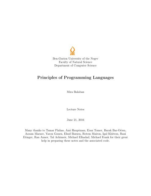 Principles of Programming Languages