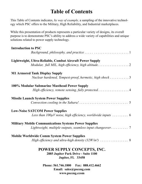 CUSTOM POWER SUPPLIES - Power Supply Concepts Inc.