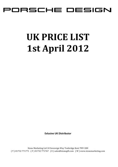 UK PRICE LIST 1st April 2012 - Stone Marketing