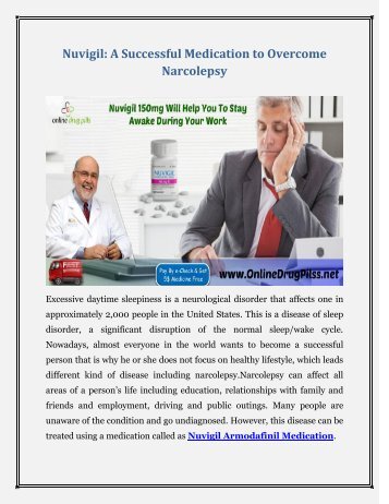 Nuvigil Armodafinil: A Successful tablet to Overcome Narcolepsy