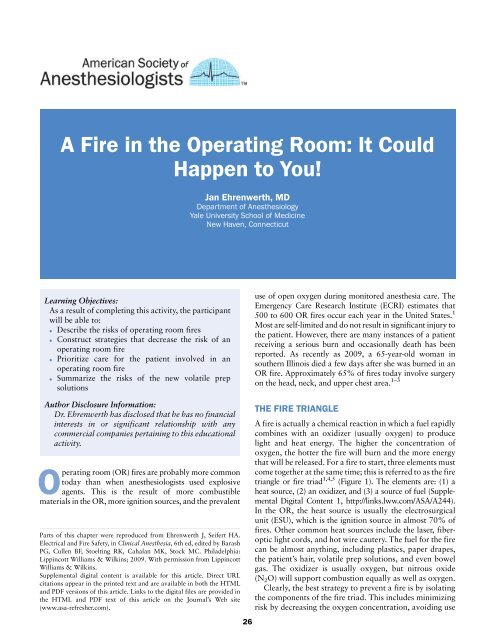 A Fire in the Operating Room: It Could Happen to You! - Vtr