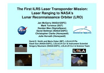 The First ILRS Laser Transponder Mission: Laser Ranging ... - NASA