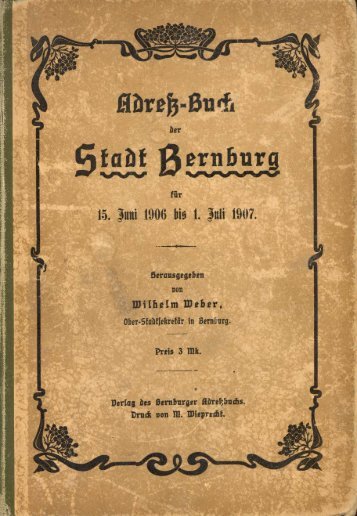 Adressbuch Bernburg 1906 - 1907