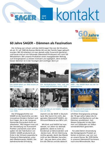 60 Jahre SAGER – Dämmen als Faszination - Sager AG
