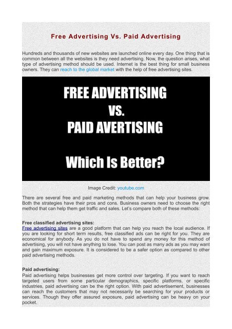 Free Advertising Vs. Paid Advertising
