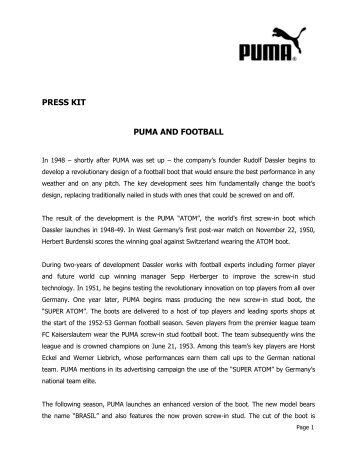 PRESS KIT PUMA AND FOOTBALL - About PUMA