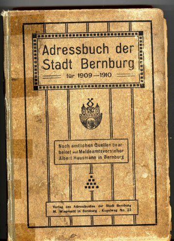 Adressbuch Bernburg 1909 - 1910