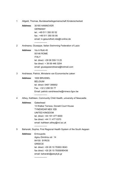 Participants List - EuroSafe