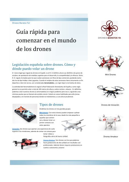 Guía rápida para iniciarse en el mundo de los drones