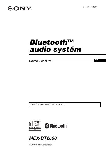 Sony MEX-BT2600 - MEX-BT2600 Istruzioni per l'uso Ceco