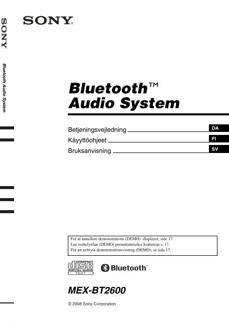 Sony MEX-BT2600 - MEX-BT2600 Istruzioni per l'uso Danese