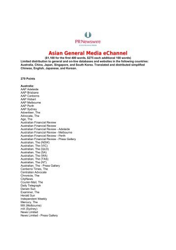 Asian General Media eChannel - International Press Coverage