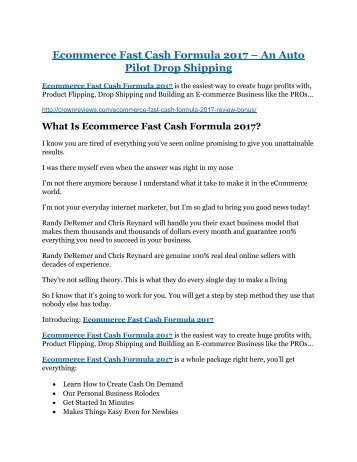 Ecommerce Fast Cash Formula 2017 review & (GIANT) $24,700 bonus
