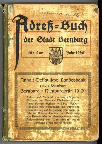 Adressbuch Bernburg 1920