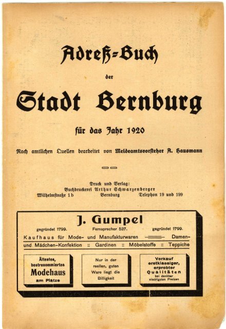 Adressbuch Bernburg 1920