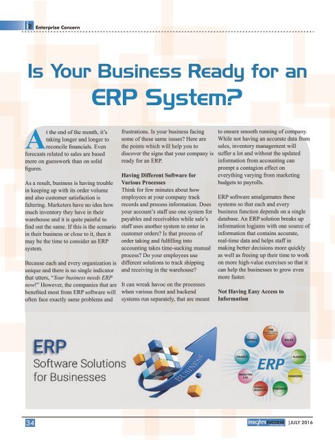 Insights Success The 10 Fastest Growing ERP Solution Providers 2016