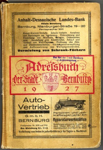 Adressbuch Bernburg 1927