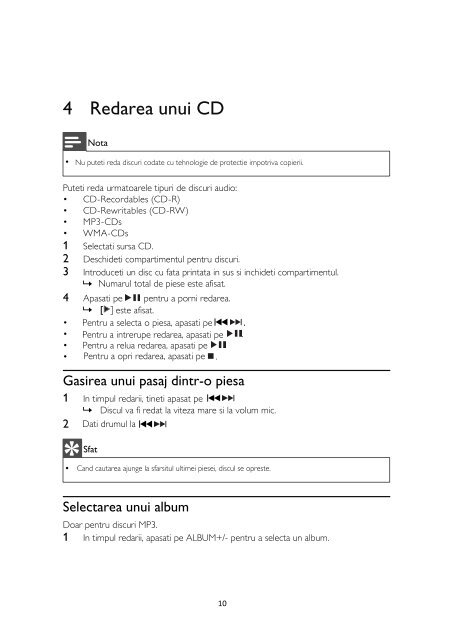 Philips Lecteur de CD - Mode d&rsquo;emploi - RON