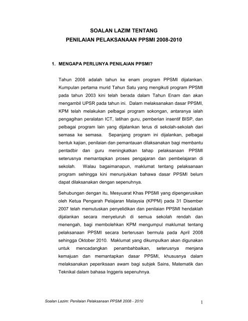 PENILAIAN PELAKSANAAN PPSMI