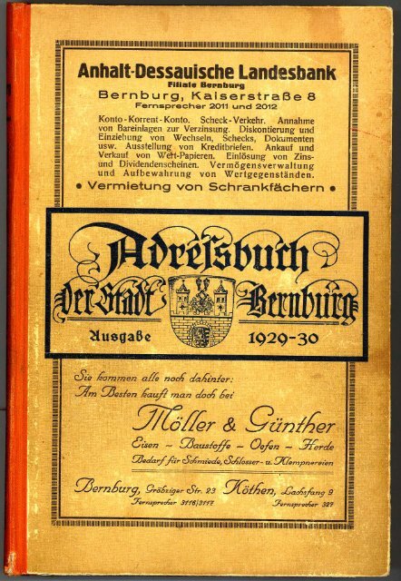 Adressbuch Bernburg 1929-1930