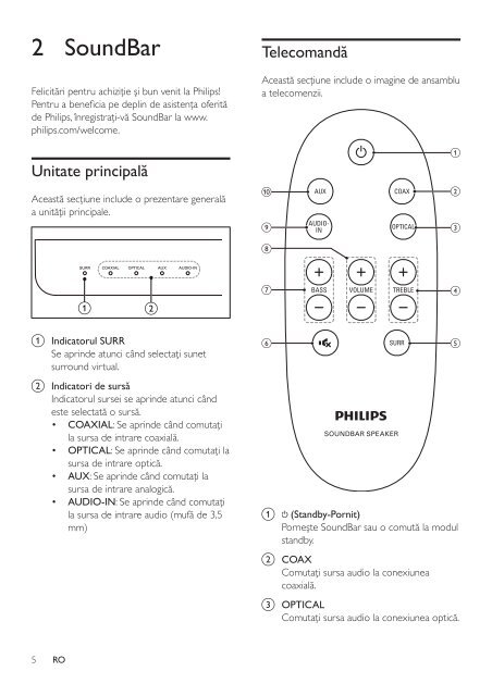 Philips Barre de son - Mode d&rsquo;emploi - RON