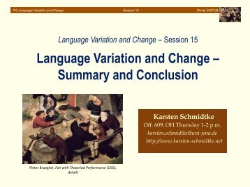 Language Variation and Change – Summary and Conclusion