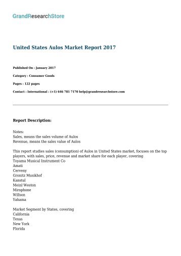 United States Aulos Market Report 2017
