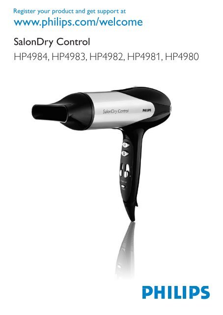 Philips SalonDry Control S&egrave;che-cheveux - Mode d&rsquo;emploi - KAZ