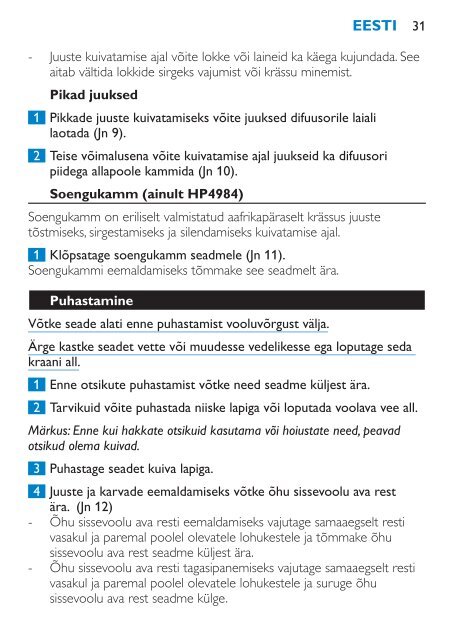 Philips SalonDry Control S&egrave;che-cheveux - Mode d&rsquo;emploi - KAZ