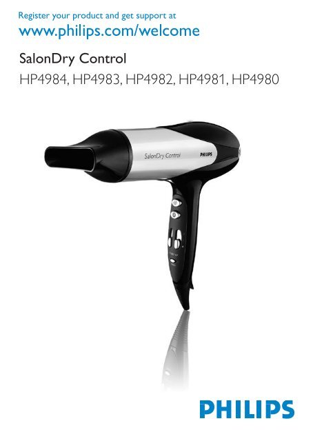 Philips SalonDry Control S&egrave;che-cheveux - Mode d&rsquo;emploi - POR