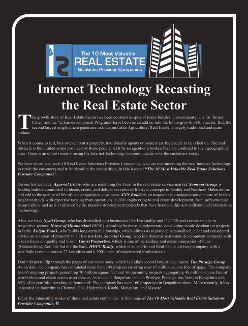 Insights Success The 10 Most Valuable Real Estate Solutions Provider Companies Insights success November2016