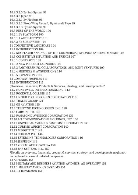 Commercial Avionics Systems Market - Global Forecast to 2020