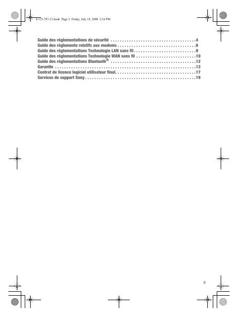 Sony VGN-TT11LN - VGN-TT11LN Documenti garanzia Francese