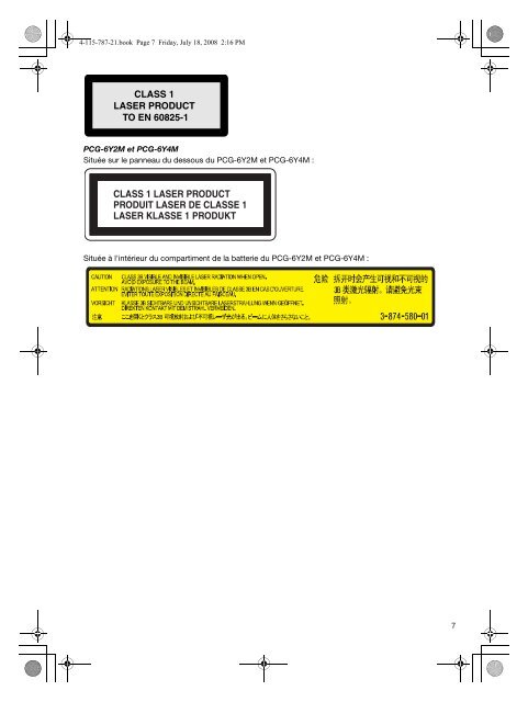 Sony VGN-TT11LN - VGN-TT11LN Documenti garanzia Francese