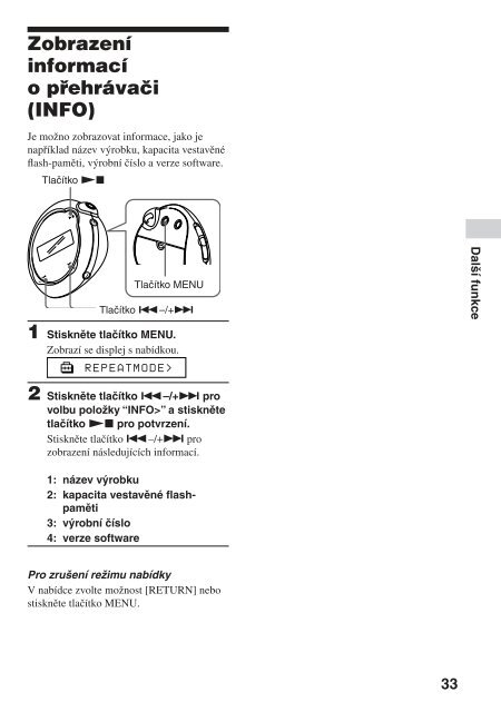 Sony NW-E103 - NW-E103 Istruzioni per l'uso Ceco