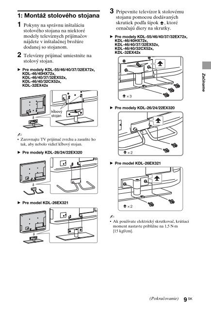 Sony KDL-40HX720 - KDL-40HX720 Istruzioni per l'uso Slovacco