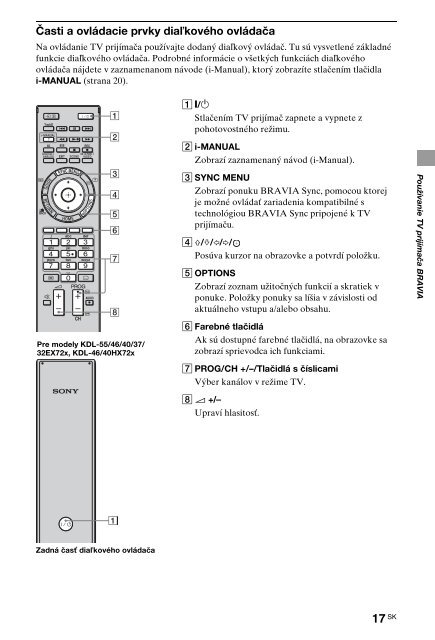 Sony KDL-40HX720 - KDL-40HX720 Istruzioni per l'uso Slovacco