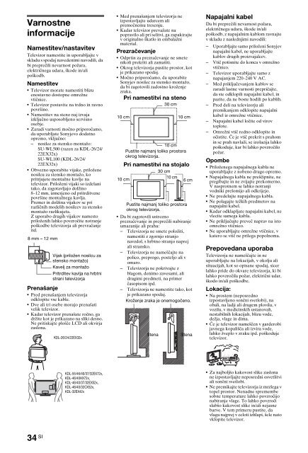 Sony KDL-40HX720 - KDL-40HX720 Istruzioni per l'uso Sloveno
