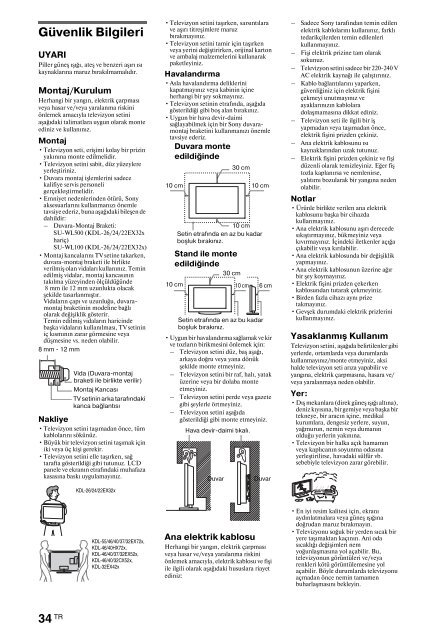 Sony KDL-40HX720 - KDL-40HX720 Istruzioni per l'uso Turco