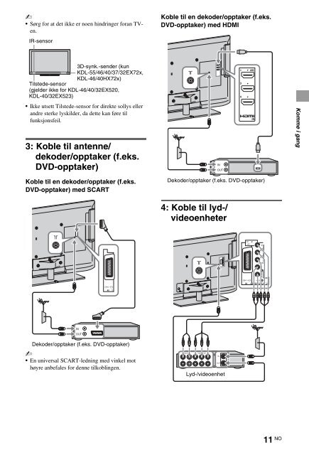 Sony KDL-40HX720 - KDL-40HX720 Istruzioni per l'uso Norvegese