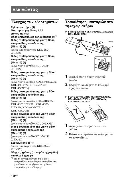 Sony KDL-40HX720 - KDL-40HX720 Istruzioni per l'uso Greco