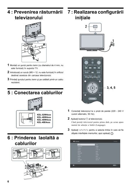 Sony KDL-26V4720 - KDL-26V4720 Istruzioni per l'uso Rumeno