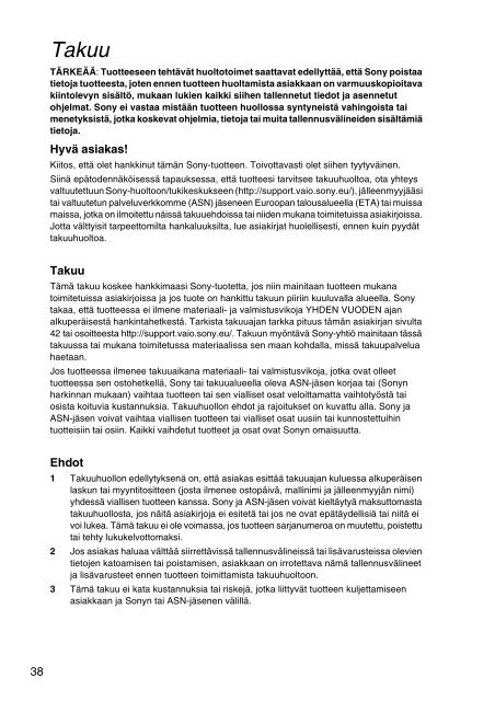 Sony VPCEH2S1E - VPCEH2S1E Documenti garanzia Norvegese