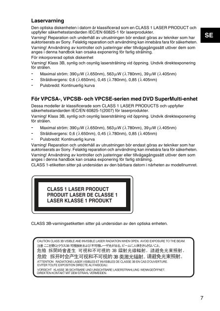 Sony VPCEH2S1E - VPCEH2S1E Documenti garanzia Norvegese