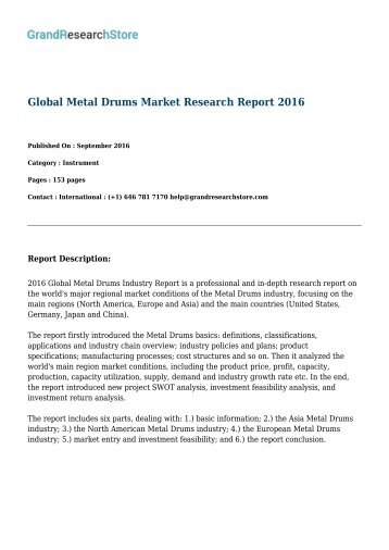 Global Metal Drums Market Research Report 2016