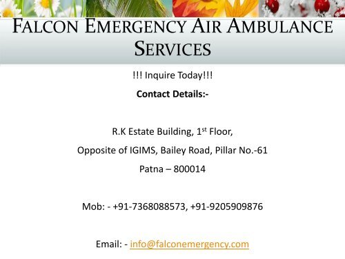 Active Air Ambulance in Ranchi and Raipur by Falcon Emergency